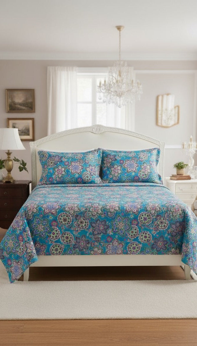 Elegant Floral Patterned – cotton Bedsheet Set-BS15